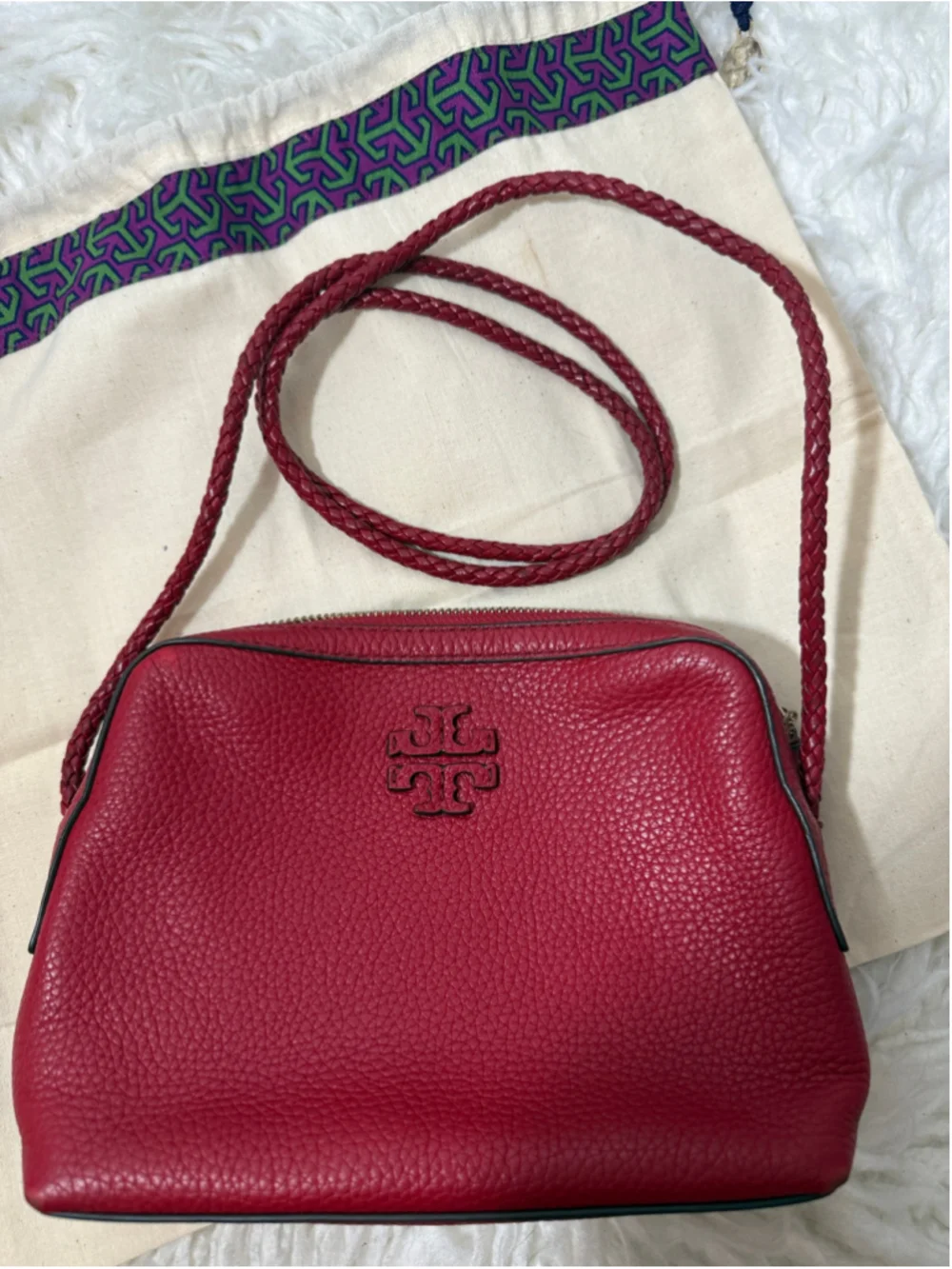 Tory Burch Deep red crossbody with braided strap small